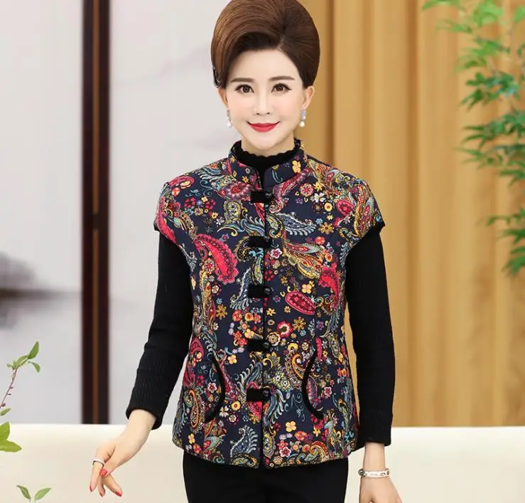 

Women's autumn and winter winter Pankou Stand collar vest