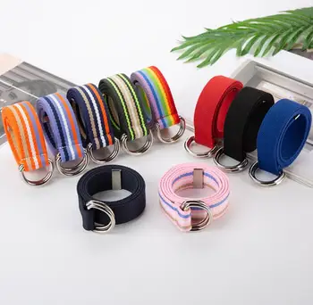 

3.2cm mens/women canvas belt High Quality Unisex D Ring Plain Buckle Waistband Casual Canvas Female Belt Jeans Belts Waist Belt