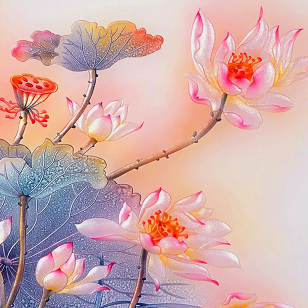 

Diamond Painting Beautiful lotus full drill Mosaic DIY Diamond Painting Cross Stitch Embroidery Home Decorative Craft