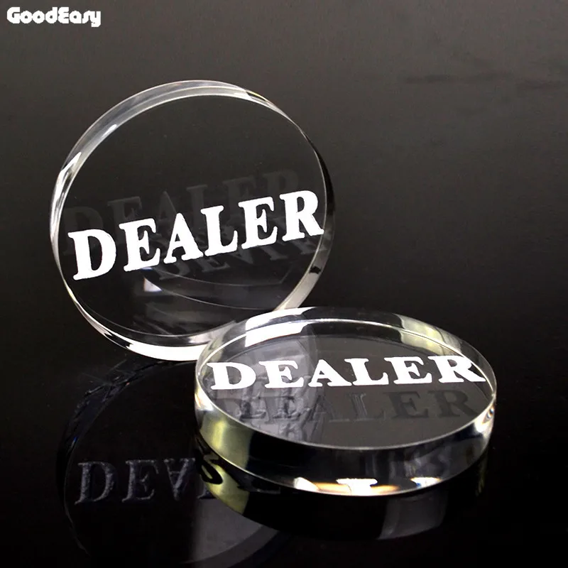 

HOT SALE 1PCS Acrylic Dealer Button Texas Hold'em Pressing Poker Cards Guard poker Dealer Button-Transparent Dealer