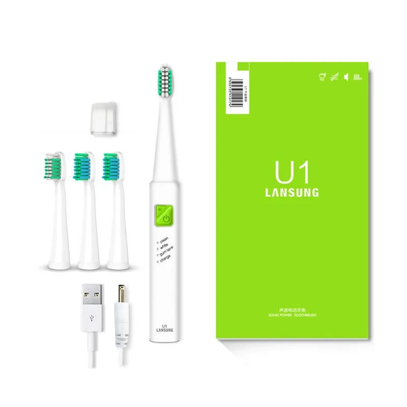 LANSUNG Ultrasonic Sonic Electric Toothbrush USB Charge Rechargeable Tooth Brushes With 4 Pcs Replacement Heads Timer Brush LANSUNG Ultrasonic Sonic Electric Toothbrush USB Charge Rechargeable Tooth Brushes With 4 Pcs Replacement Heads Timer Brush