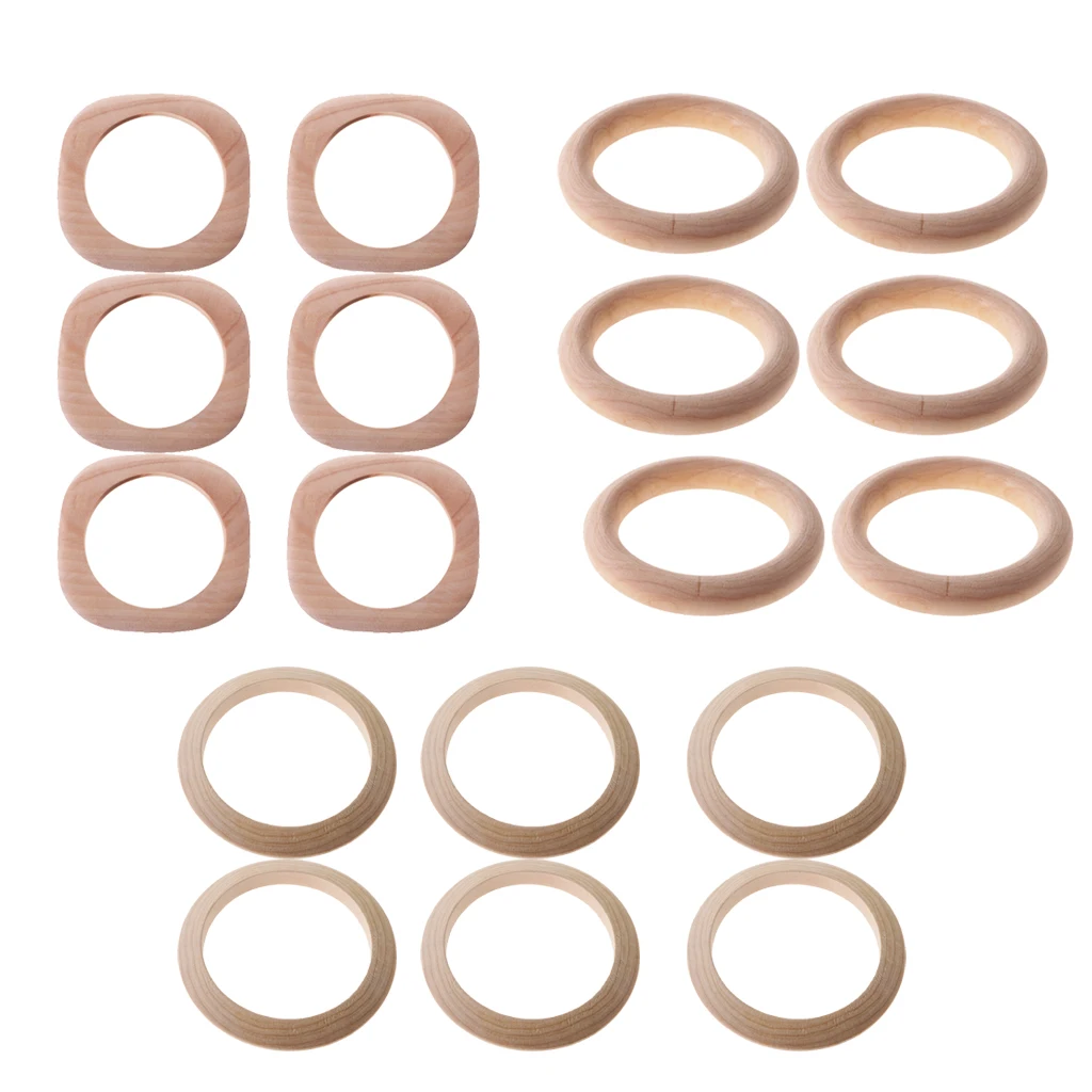 

18 Pieces Unfinished Round Wooden Bangle Bracelet DIY Handmade Wood Crafts