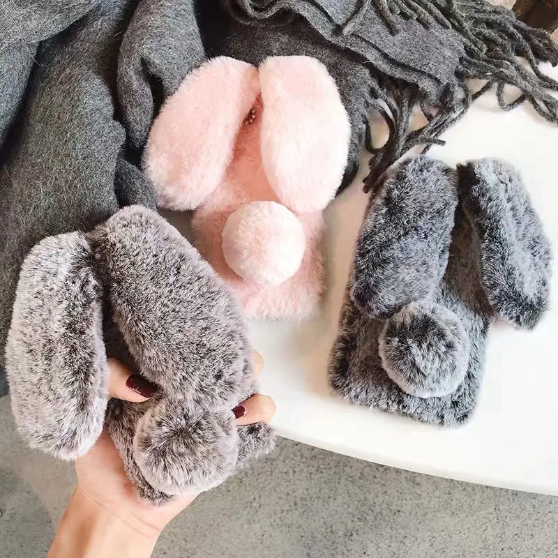 

Rabbit Hair Fluffy Cases For Xiaomi Redmi 5 Plus Cover For Redmi Note 4 4X 6 5 5a pro s2 4 prime Cute Rabbit Fur Diamond cases