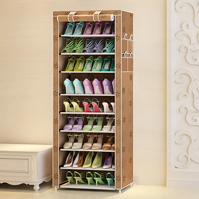 Простой многофункциональный стеллаж хранение обуви Оксфорд пылезащитный шкафчик для обуви 10 слоев 9 сетки обуви Полки - Цвет: HH342100CS5
