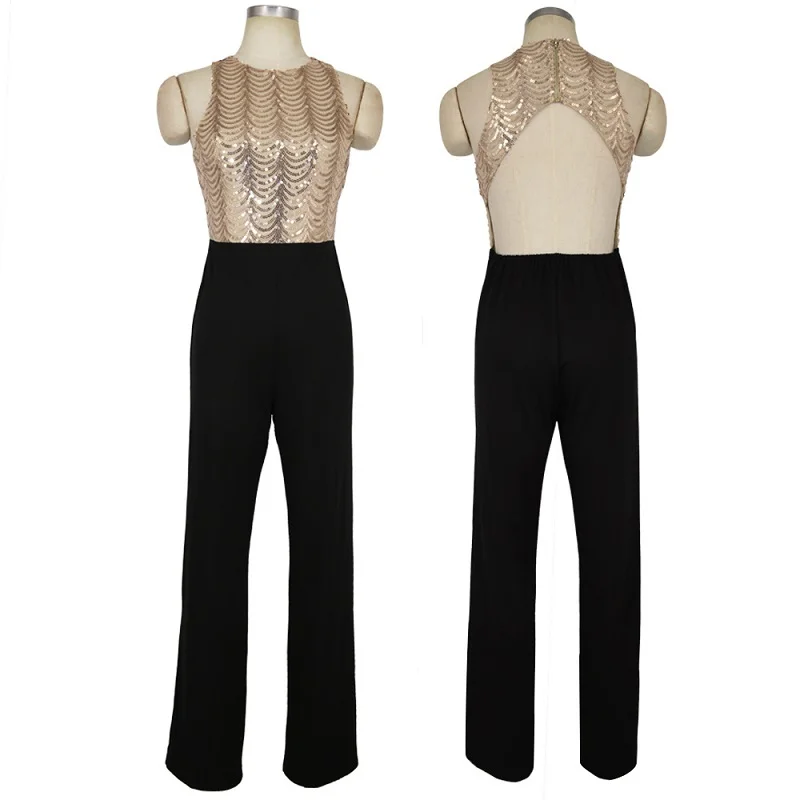 Sexy Sequins Summer Bodysuit women Body mujer Rompers Womens Jumpsuit Elegant Playsuit Overalls Belted Leotard overalls Long New