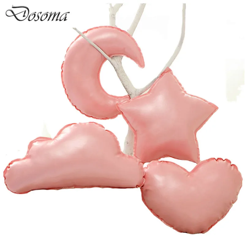

Cool In Summer Leather Pillow Five - pointed Star Love Clouds Pillow Cushion Baby Kids Plush Toys Soft Natural Leather Edges