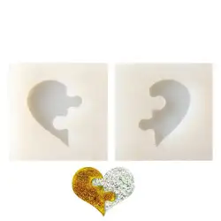 2 шт./набор, головоломка в форме сердца, силиконовая форма для ювелирных изделий с отверстием для полимерной глины, Крафт, из эпоксидной