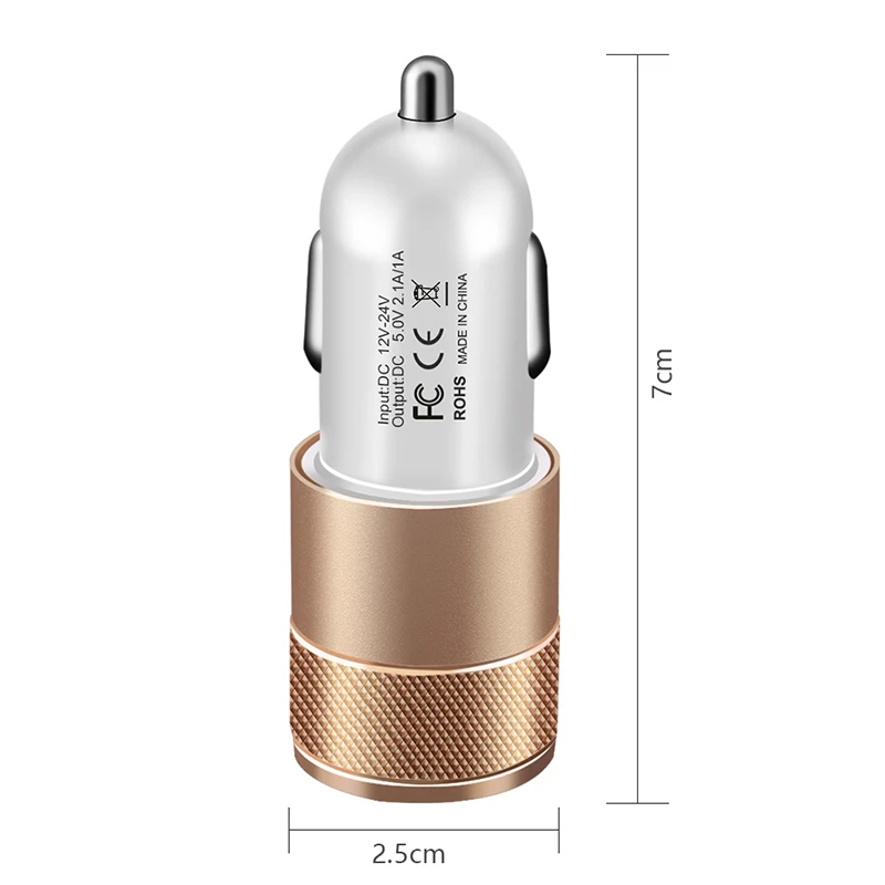 Быстрая зарядка алюминиевое автомобильное зарядное устройство для мобильного телефона универсальное автомобильное зарядное устройство с двумя портами USB для iPhone samsung Xiaomi