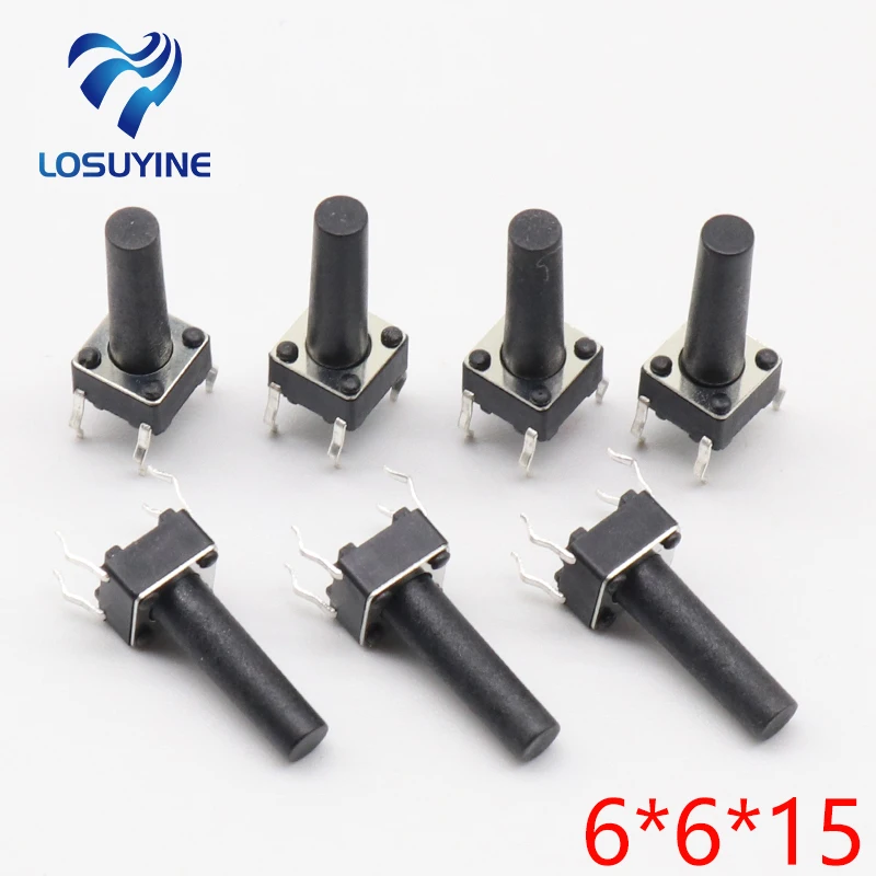 

50pcs/lot 6x6x15MM 4PIN G96 Tactile Tact Push Button Micro Switch Direct Self-Reset DIP Top Copper Free Shipping