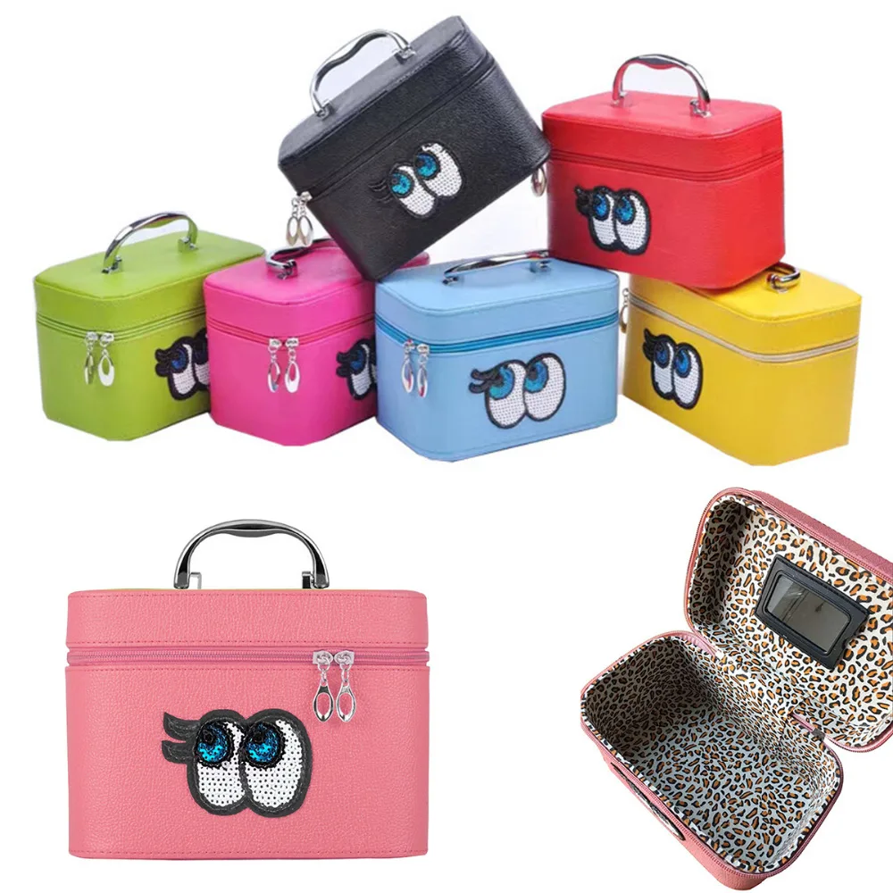 

Professional Makeup Bags with Mirror Cosmetic Studio Box Designed To Fit All Cosmetics Make Up Bag Storage Bags for Women