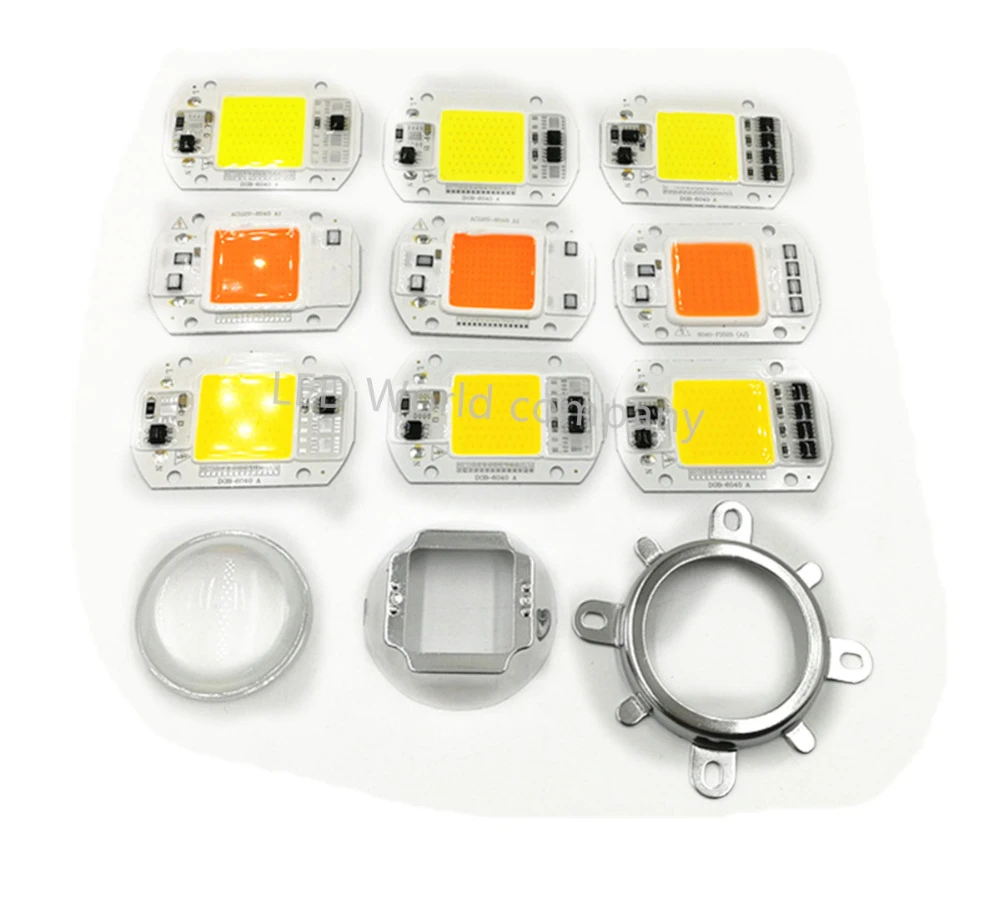 LED COB Chip+Lens Reflector 50W 30W 20W 220V/110V For LED Flood Light DIY