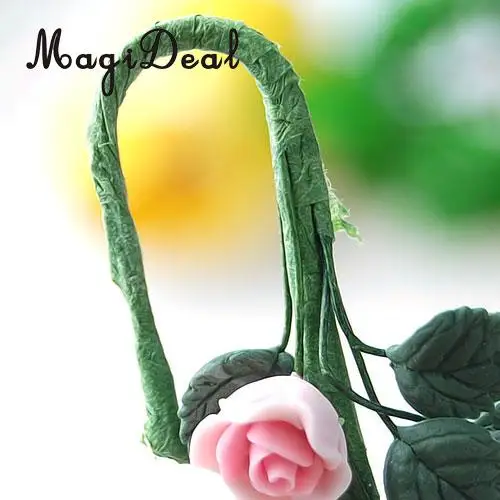 1/12 Scale Strip of Climbing Pink Roses Dollhouse Miniature Flower for Living Room Plant Room Garden Accessories