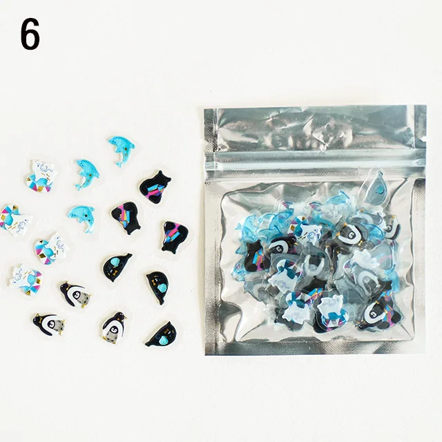 100 шт./упак. мини прозрачный 3D ПВХ с украшением в виде кристаллов конфеты наклейки животных Дельфин фрукты кошка Декоративные наклейки для дневника альбом - Цвет: 6