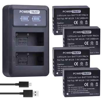 

4x 1400mAh NP-W126 NP W126 Camera Battery + LED USB Dual Charger for Fuji NPW126 X-T10 XT10 X-Pro1 XPro1 X-T1 XT1, HS30 33 35 50