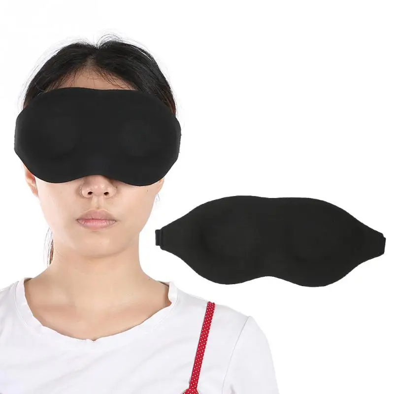 Black Smooth Adjustable Sleeping Eye Cover 3D Contoured Eyeshade for