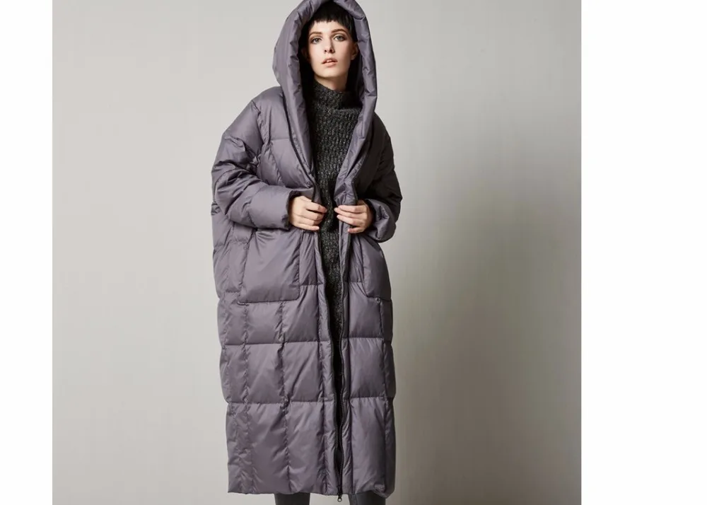 Версия свободного покроя, куртка-кокон, толстая, с длинным рукавом, с капюшоном, зимний женский пуховик, XS-7XL, с большим карманом
