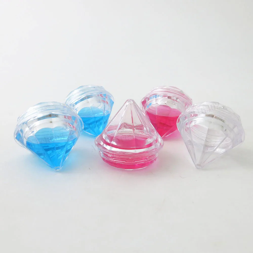 Design de Viagem Frasco de Creme Novo Diamante Claro Compõem 5cc Pequena Mini Amostra Recipiente Cosmético Pote Embalagem 100x5g 11 Garrafas reutilizáveis