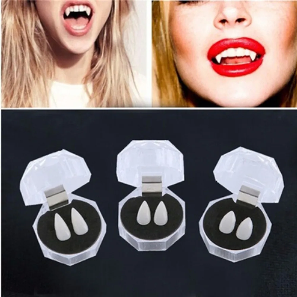

Devil Tooth Fangs Caps Zombie Vampire Dentures Halloween Party Props White Dental Adhesive