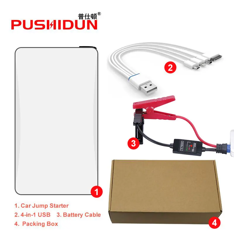12000mAh Car Battery Jump Starter Smart cable Power Bank Start Charger 12V Starting Device Start Charger