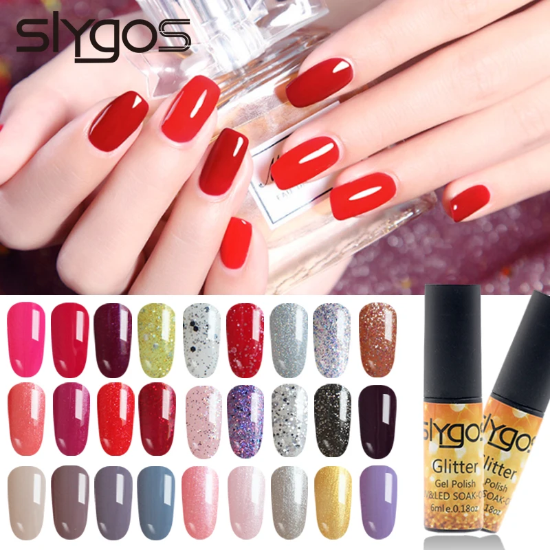 

SLYGOS 6ML UV LED Pure Glitter Color Gel Polish Long Lasting Rose Red Series Portable Soak Off Nail Art Gel Varnish Manicure
