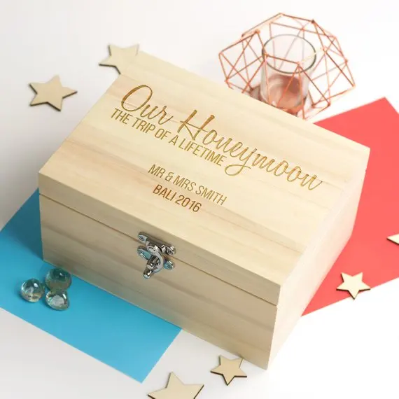 Personalize Text Name Honeymoon Wedding Memories Bespoken Box Keepsake 