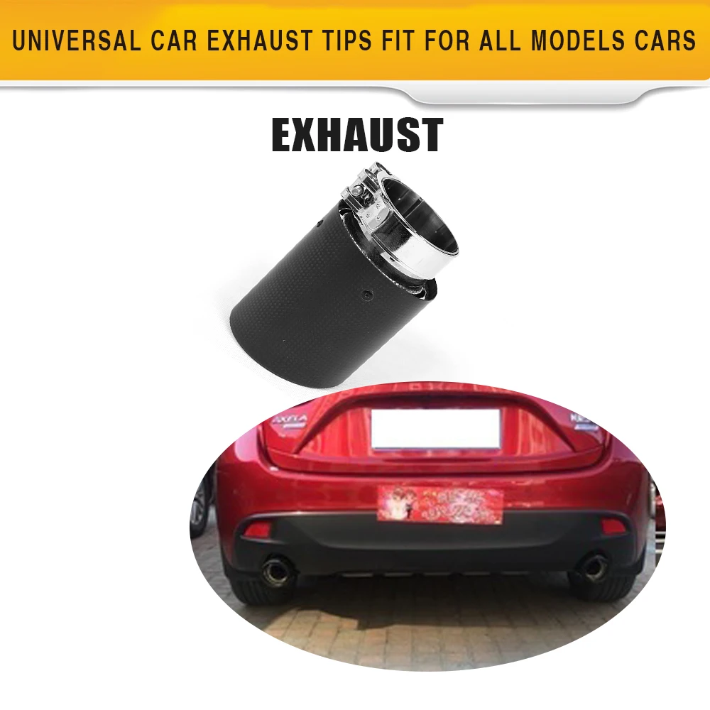 1PC Universal Car Auto Exhaust Muffler Tip Stainless Steel Pipe Chrome