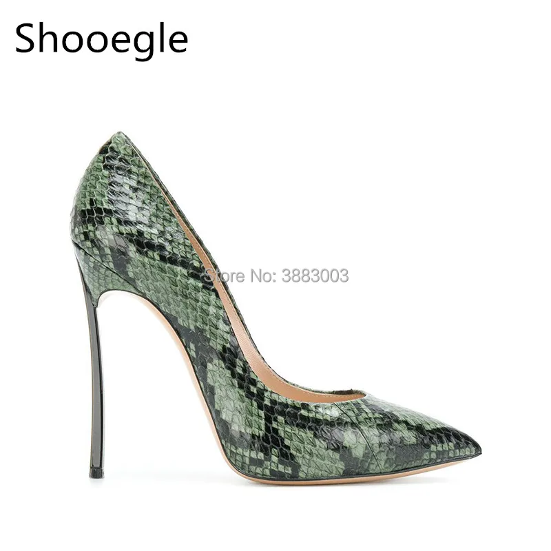 

Sexy Snakeskin Style Women Pumps Pointed Toe Thin High Heels Night Club Party Dress Shoes Slip on Snake Printed Stiletto Pumps