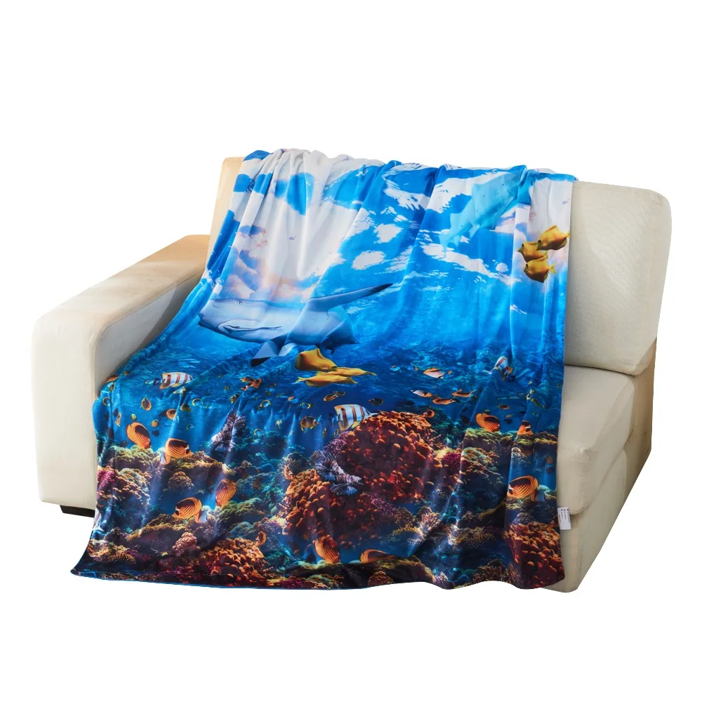 

Blue Underwater Fleece Throw blanket for baby blanket and Adult blanket