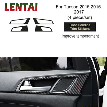 

LENTAI Auto Car Styling Carbon Fiber Interior Door Bowl Handle Frame Cover Sticker For Hyundai Tucson 2015 2016 2017 Accessories