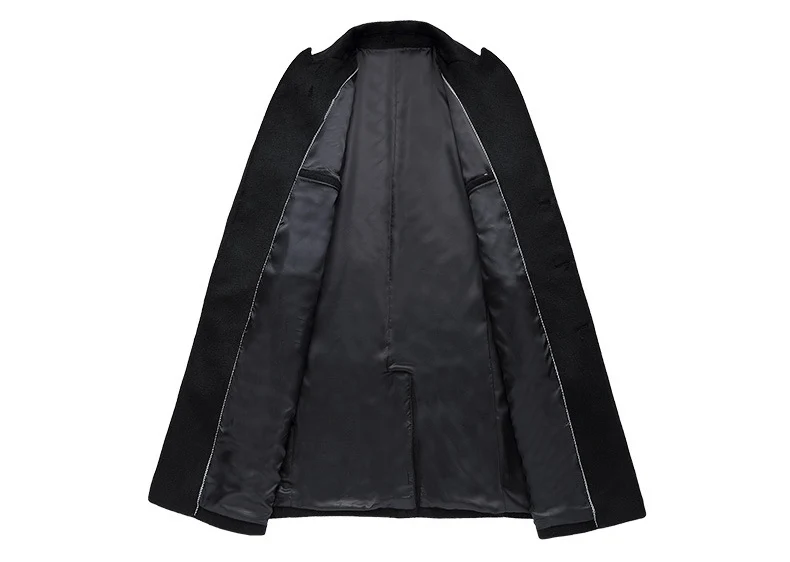 Brother Wang Brand 2019 Autumn Winter New Men Slim Long Woolen Coat Business Casual Fashion Mens Overcoat Jacket 1721