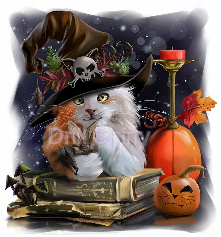 

5D DIY Full Diamond Painting Halloween, pumpkin Time, cat Handcraft Diamond Embroidery Cross Stitch Home Decor Christmas Gift