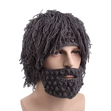 10 шт./лот SINGYOU зимняя шапка для мужчин поддельные волосы борода ручной работы вязанная шапка шляпа с кисточкой Хэллоуин забавные вечерние шапочки