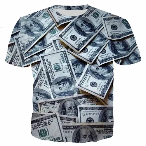 Dollars Euro money men shirts 3D printed tee shirt funny fashion summer shirts cool shirt for men women unisex casual top