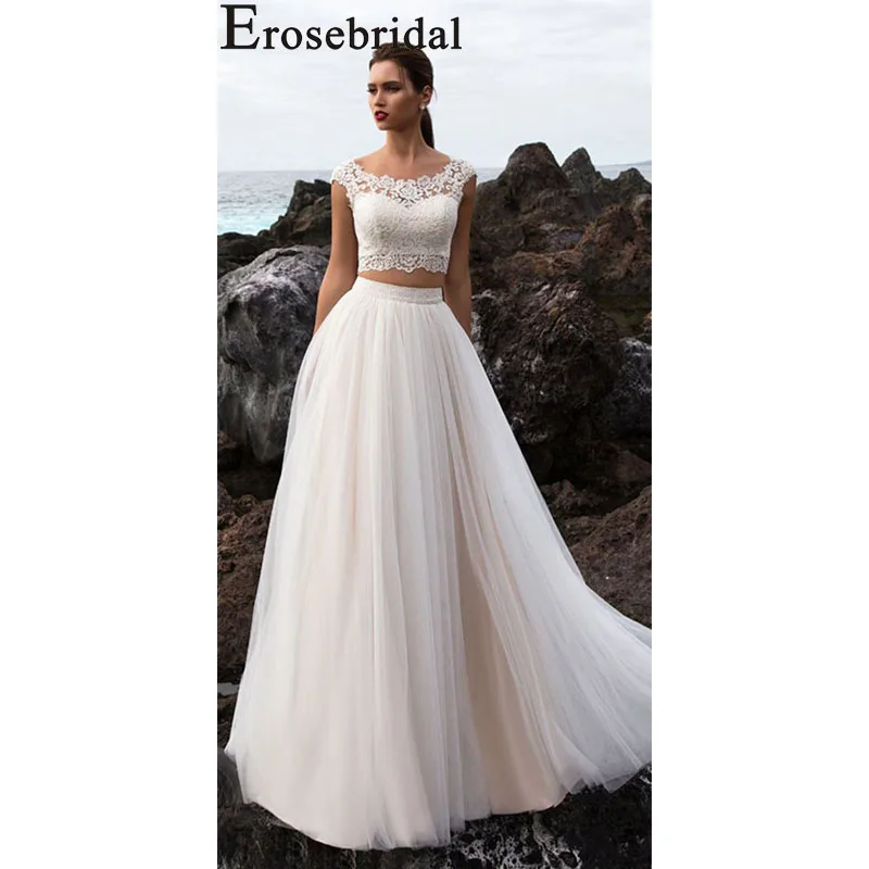 Erosebridal/Новое поступление 2019 года свадебное платье из двух частей укороченный топ