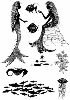 

New arrived mermaid Transparent Clear Stamps / Seal for DIY scrapbooking /photo album Decorative stamp sheets