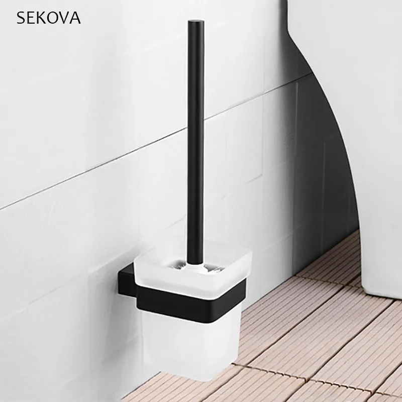 Buy Bathroom Toilet Brush Cup Holder Rack Black Plated