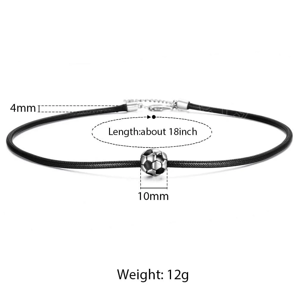 Trendsmax Football Pendant Charm Necklace Stainless Steel Soccer Sport Choker Necklace for Male Female Accessories Fashion DNM21