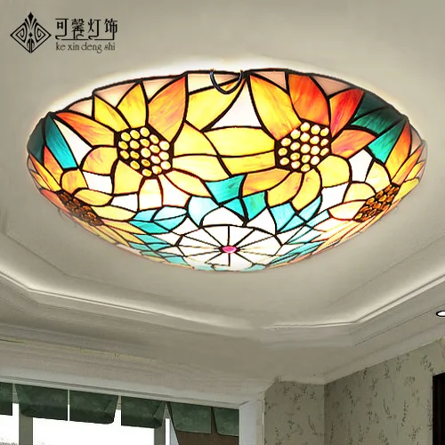 

European Garden sunflower ceiling lamps, modern minimalist bedroom study living room lamps lighting LED lamp iron