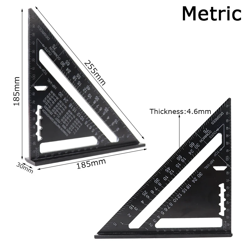 " алюминиевый сплав треугольник угол линейка Калибр 90 градусов транспортир Метрическая/дюйм квадратная линейка для деревообработки измерительные инструменты