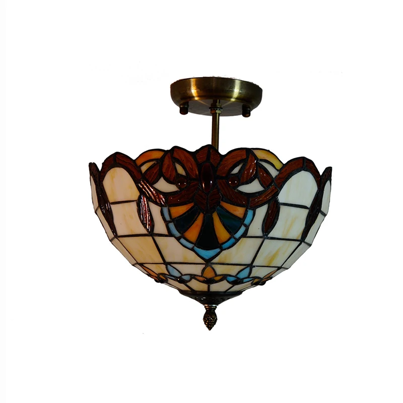 

Classic 12-inch Baroque Tiffany Ceiling Lights European Tiffanylamp Stained Glass Lighting Entrance Aisle Balcony Light CL323