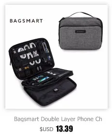 BAGSMART портативный дорожные сумки Органайзер Водонепроницаемый двойной слои электроники интимные аксессуары Сумки для кабель передачи