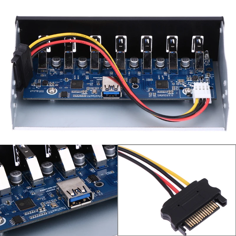 USB 3 0 7 портов Hub 5Gbs 5 25 &quotCD ROM Drive Bay CD Передняя панель для компьютера чехол + 19
