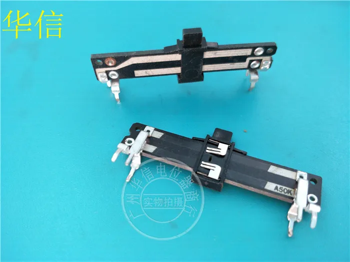 

6pcs SC-307G 50mm straight slip potentiometer A50K / double fader handle length 4MM / stereotypes feet
