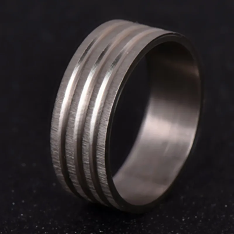 

Stainless Steel Rings For Women Men Four Frosted Lines Trendy Wedding Rings Fashion For Women Party Jewelry Wholesale JN0420