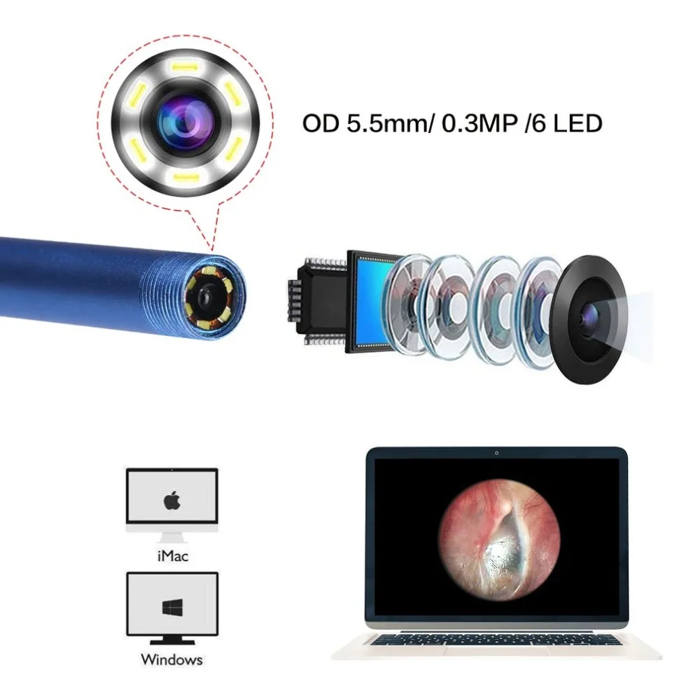 3 в 1 Профессиональная многофункциональная USB Ушная очистка эндоскопа Earpick визуальная Ушная ложка с мини-камерой HD ушной воск инструмент для удаления