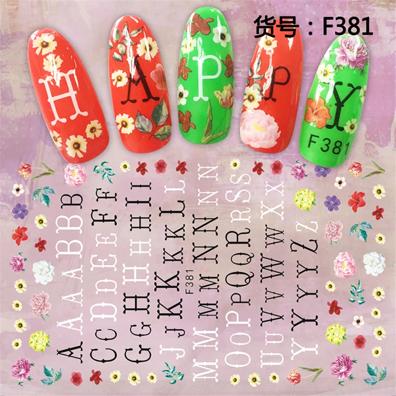 5sheets English alphabet design ADhesive decals Nail Art decorations