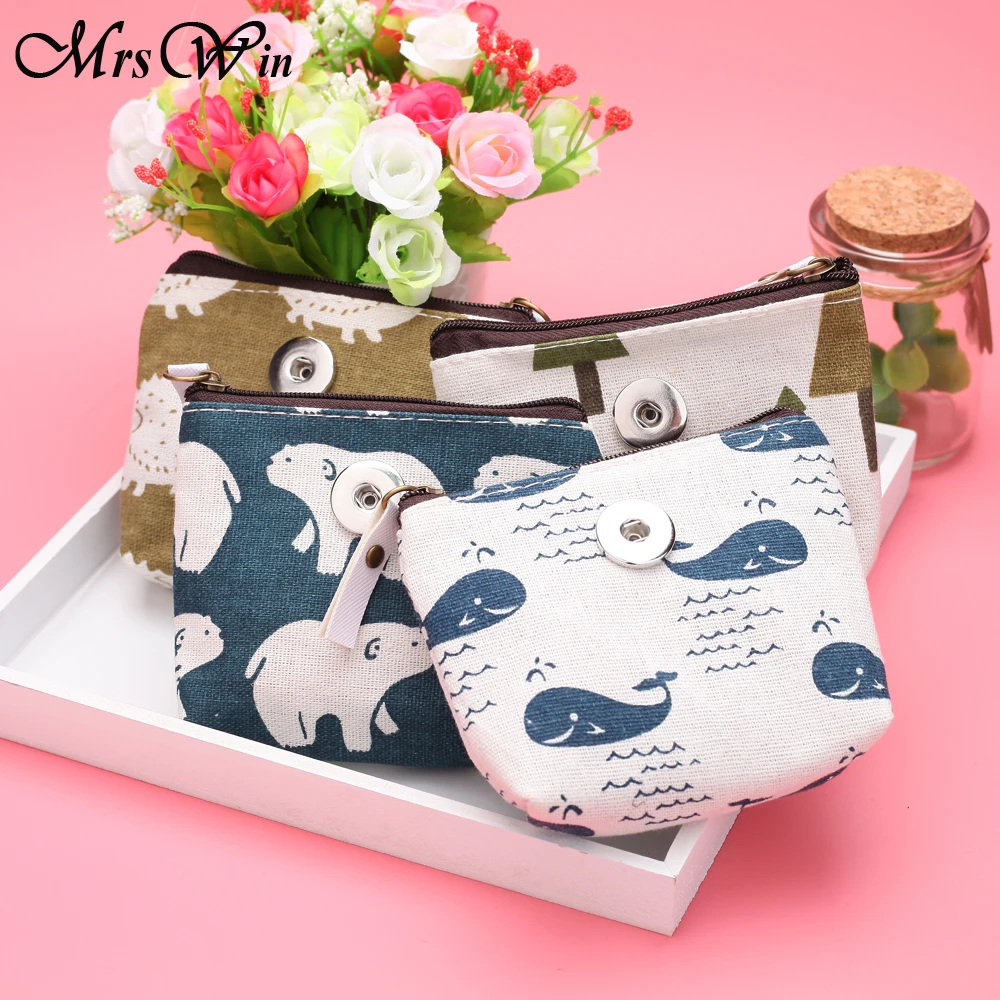 

4 Color Snap button Money Bags Coin Purses Small Wallets Pouch Fit 18MM Snap Buttons Jewelry Gift For Women Bracelet