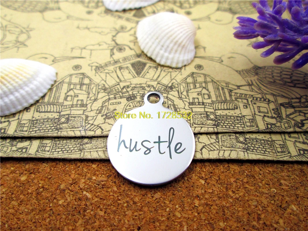 

10pcs--stainless steel charms "hustle " 5 style for choosing DIY Charms Pendants