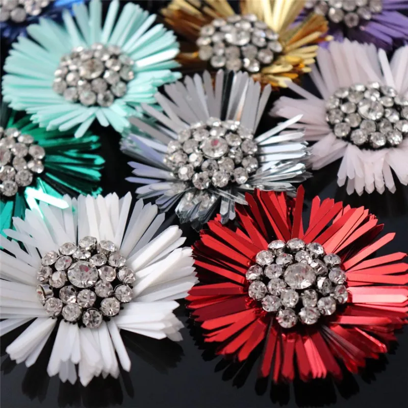 

5pcs/lot Sequin Sparkle Big 6.5cm Sunflowers Crystal Custom Handmade DIY Sewing On Clothes/Bags/Shoes/Hats Appliques Patches