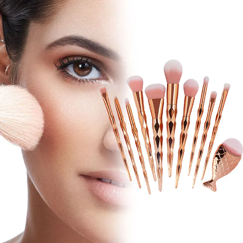 

Small Size Diamond Makeup Brush Professional Cute Foundation Blending Rose Gold Power Eyeshadow Contour Concealer Blush Brush